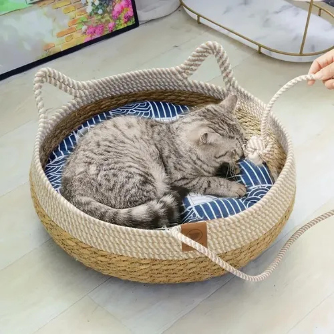 Cama Para Perro Y Gato Suave De Ratan-2