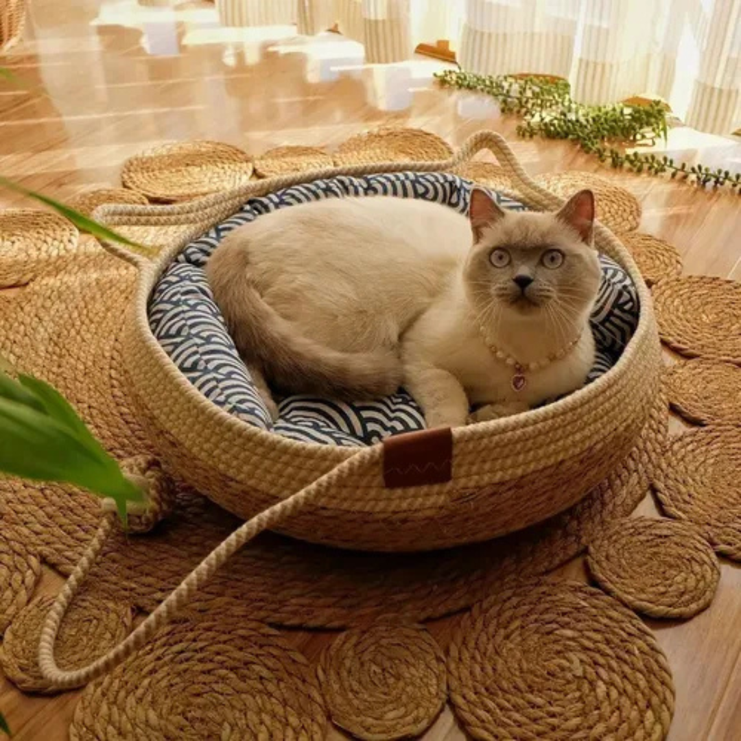 Cama Para Perro Y Gato Suave De Ratan-3