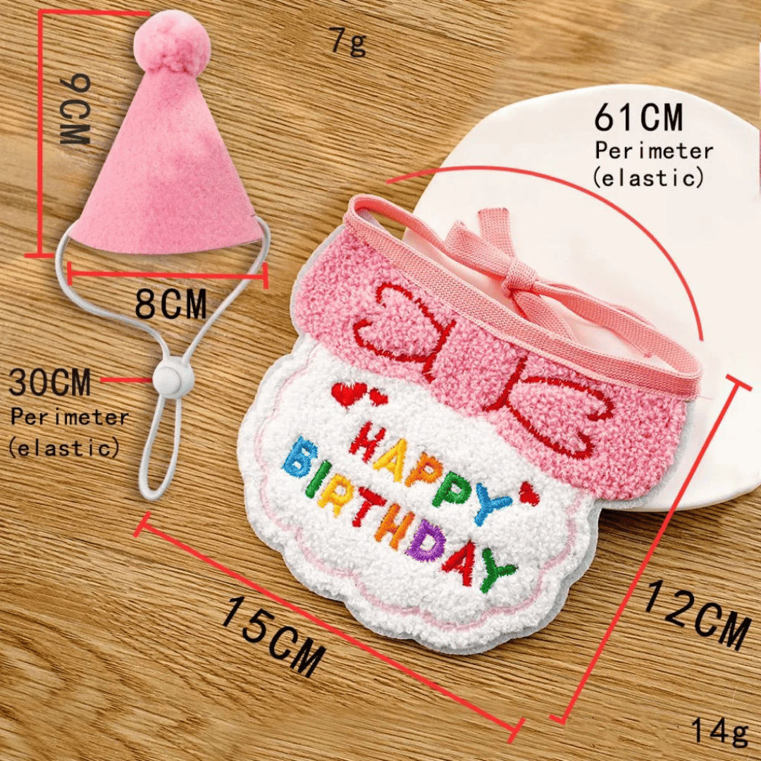 Set Cumplea os Mascotas Perro Gato Gorro Con Collar Decorativo-2