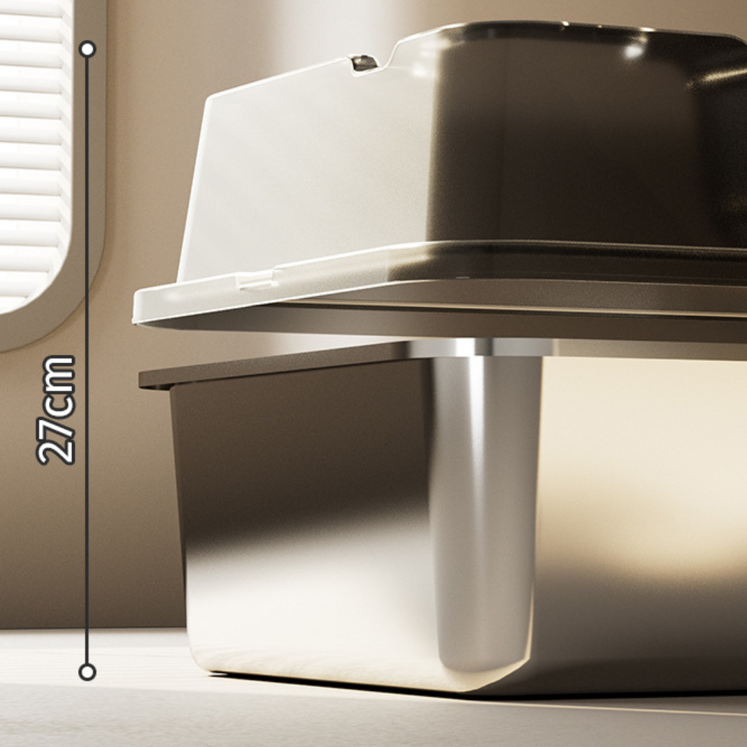 Arenero Para Gatos XXL De Acero Inoxidable Con Tapa Y Filtro-4