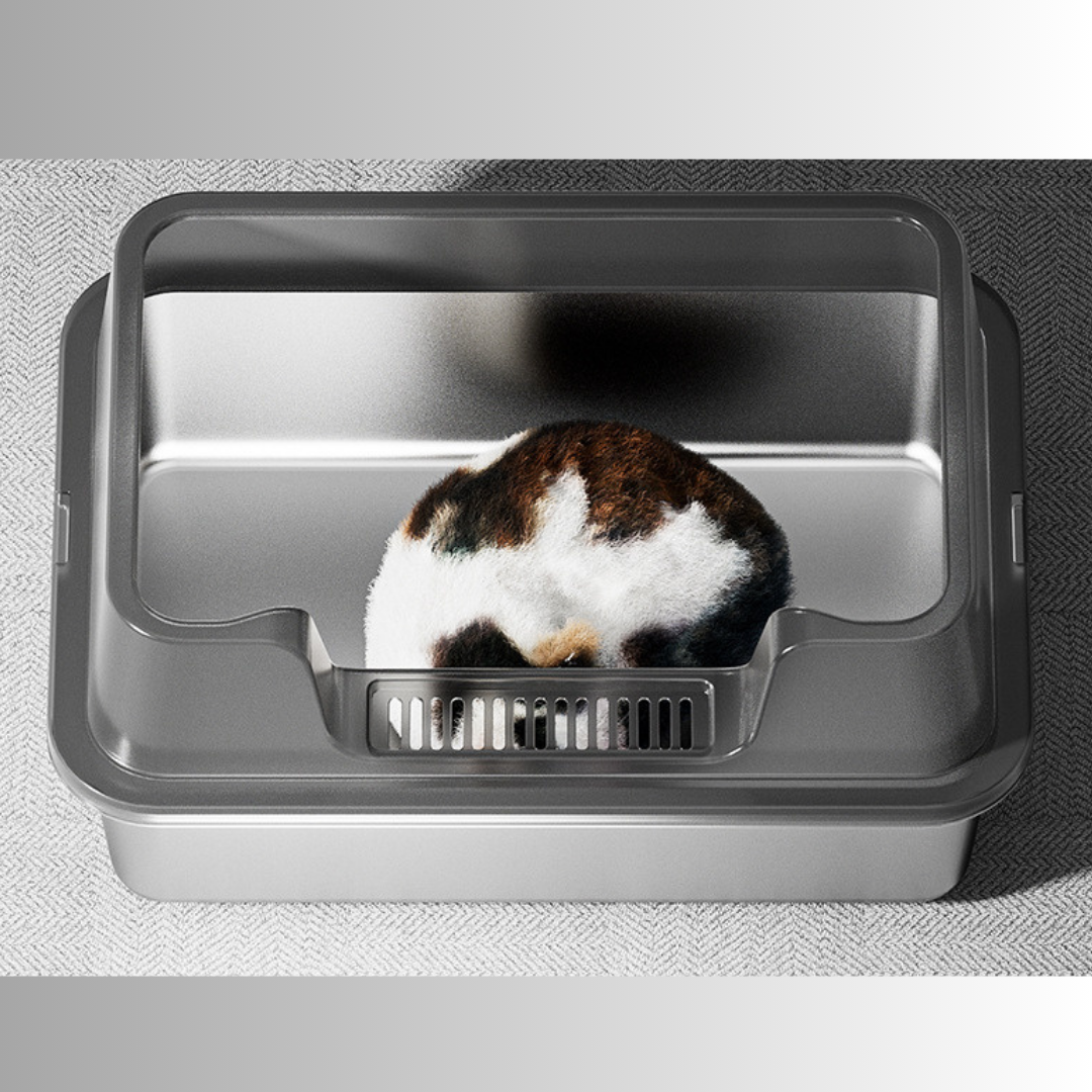 Arenero Para Gatos XXL De Acero Inoxidable Con Tapa Y Filtro-5