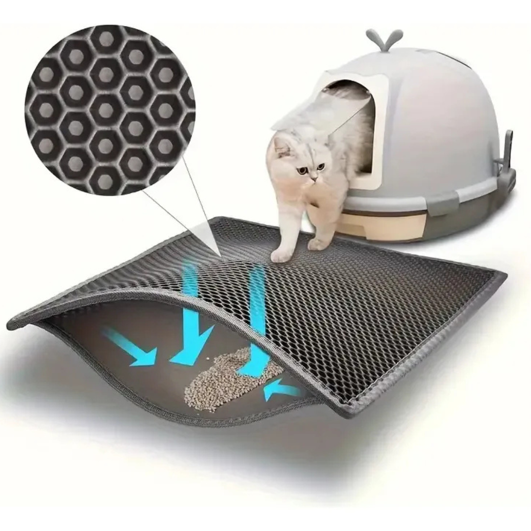 Alfombra Doble Para Arenero Gatos Talla L 75 55cm Beige-4