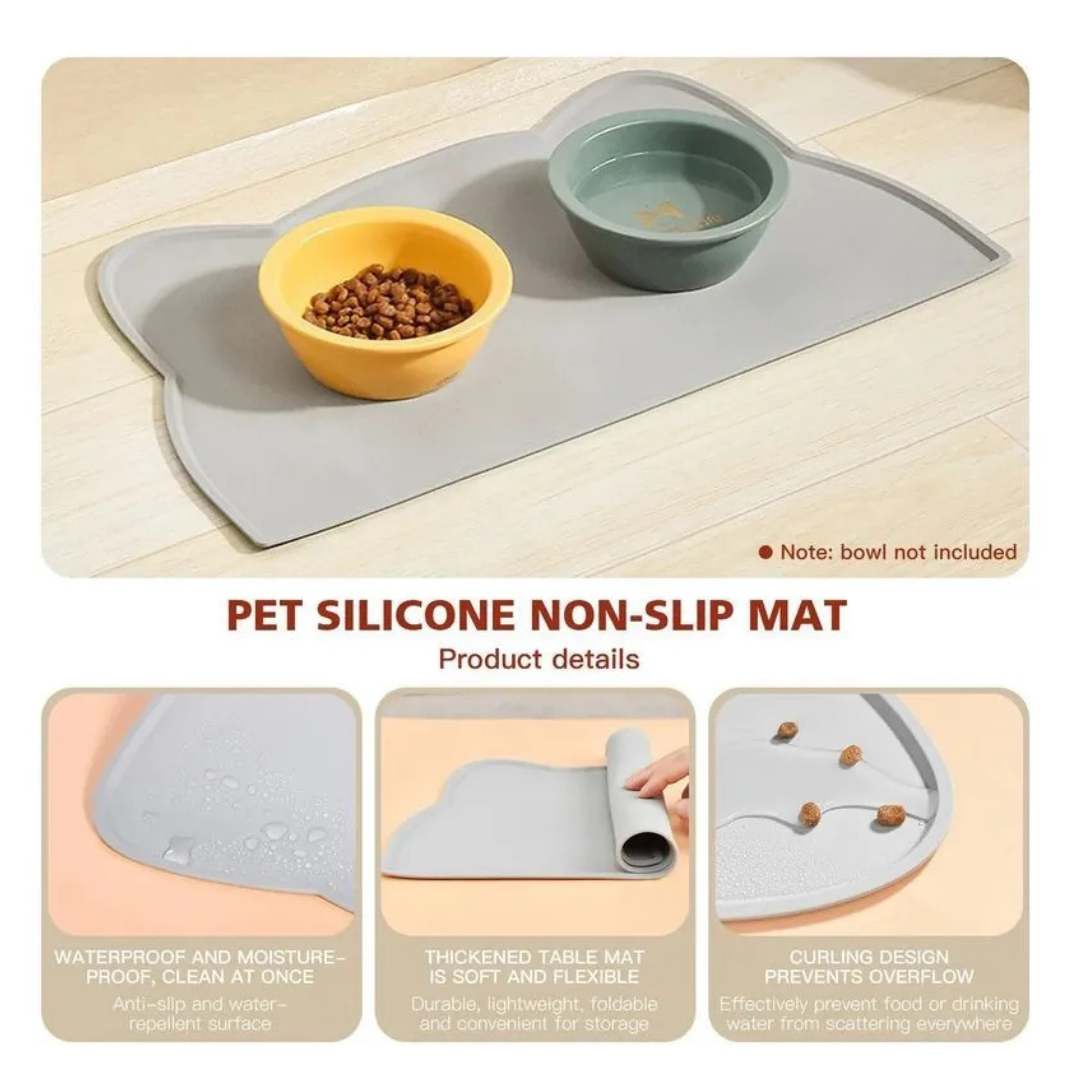 Individual De Silicona Impermeable De Alimento De Mascotas Gris Nube-3