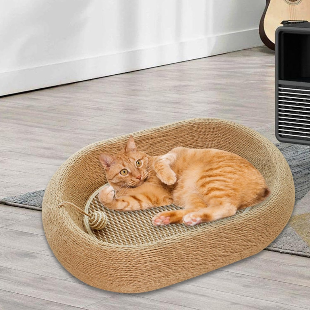 Cama Rascadora De Sisal Para Gatos De Forma Ovalada-3