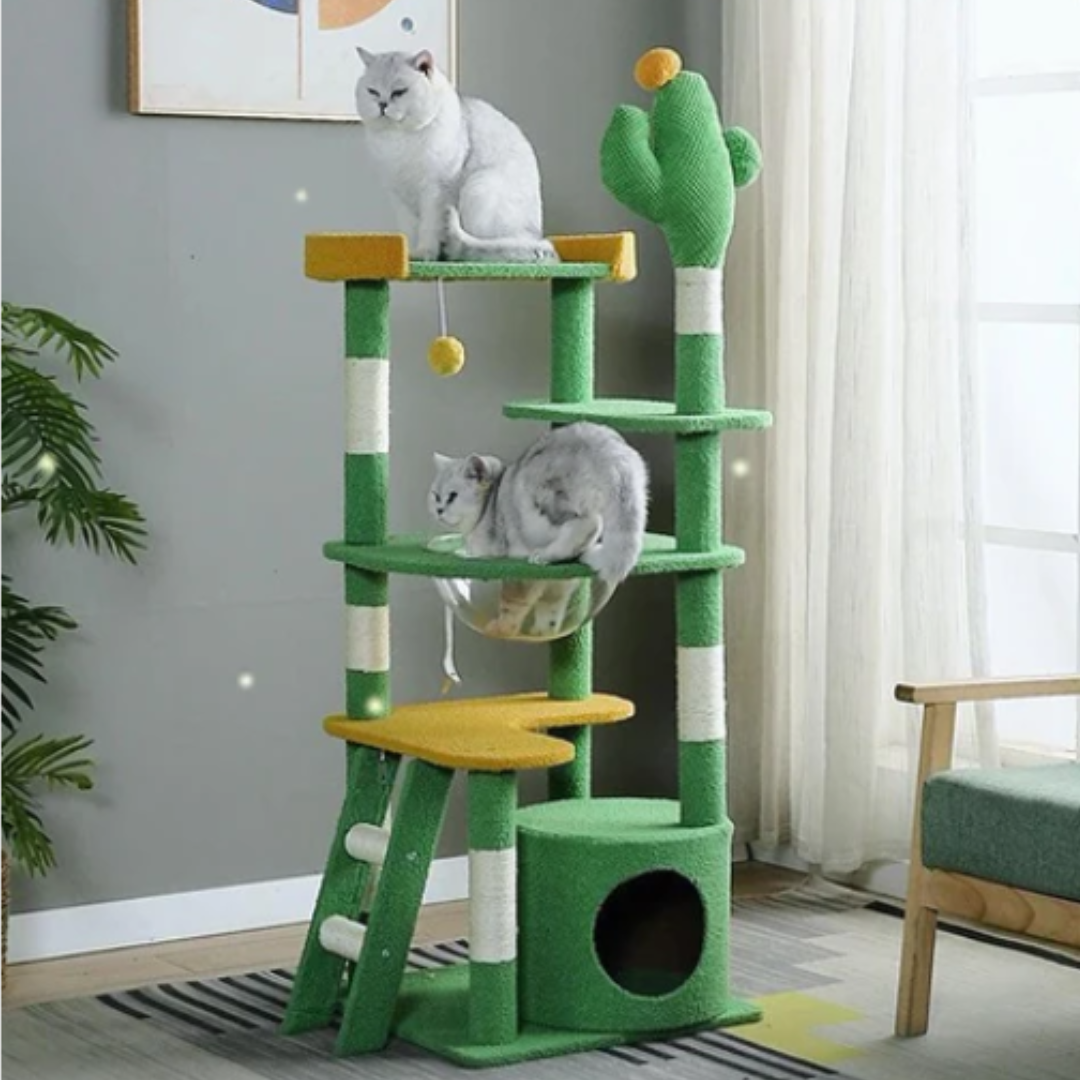 Torre Rascador Para Gatos Forma De Cactus 180cm De Alto Verde-2