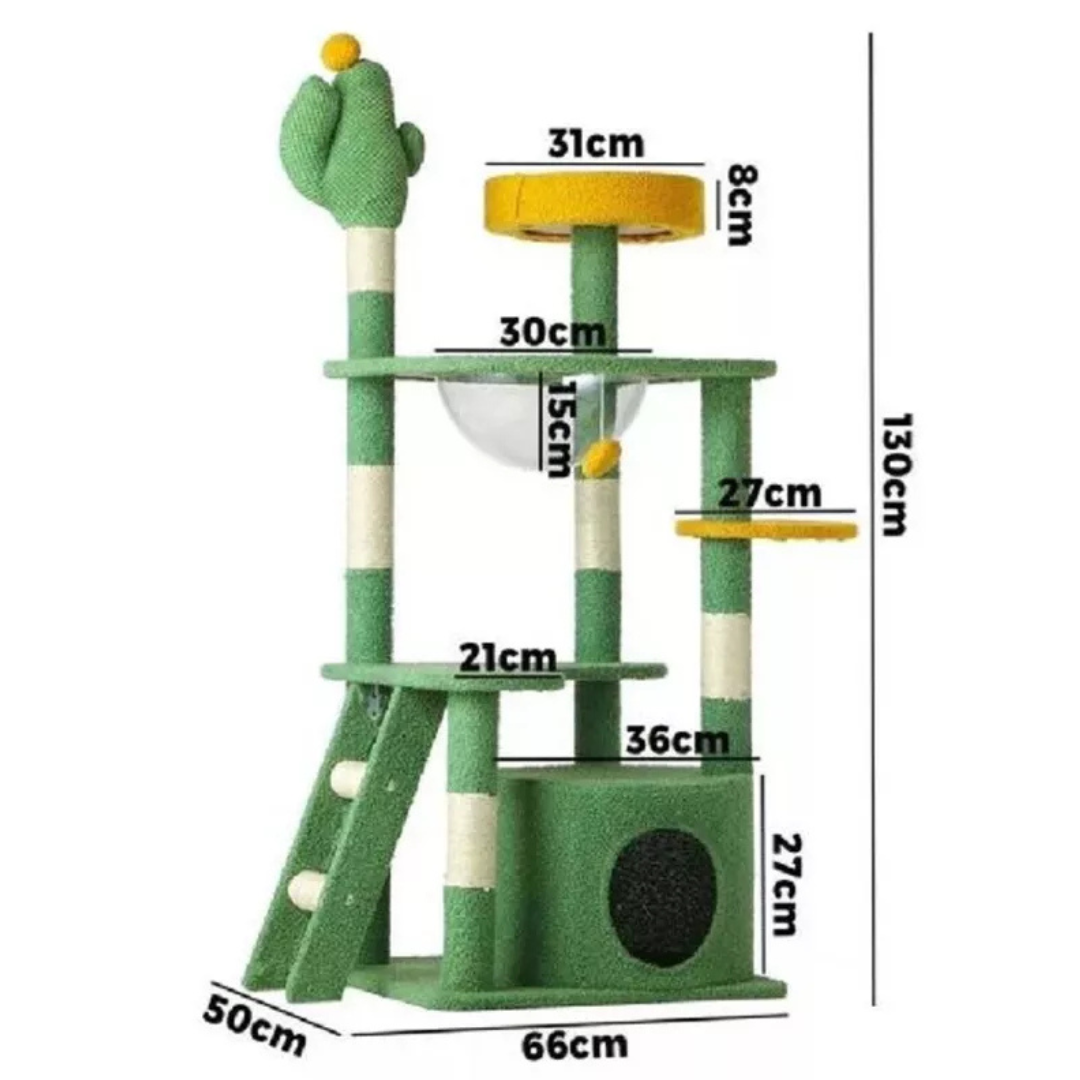 Torre Rascador Para Gatos Forma De Cactus 180cm De Alto Verde-3