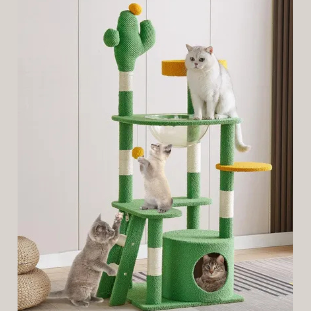 Torre Rascador Para Gatos Forma De Cactus 180cm De Alto Verde-4