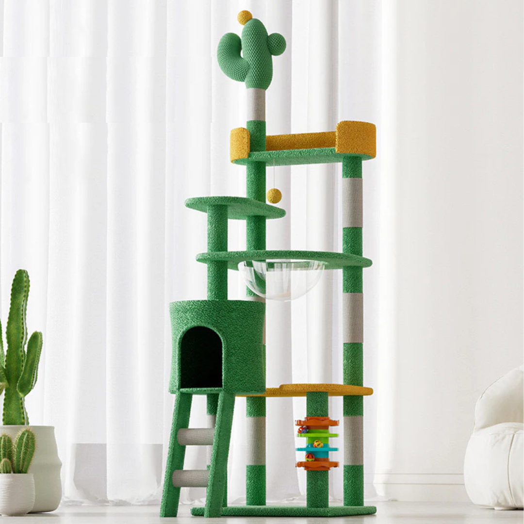 Torre Rascador Para Gatos Forma De Cactus 180cm De Alto Verde-8