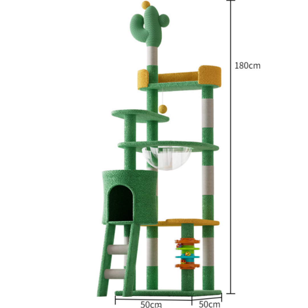 Torre Rascador Para Gatos Forma De Cactus 180cm De Alto Verde-9