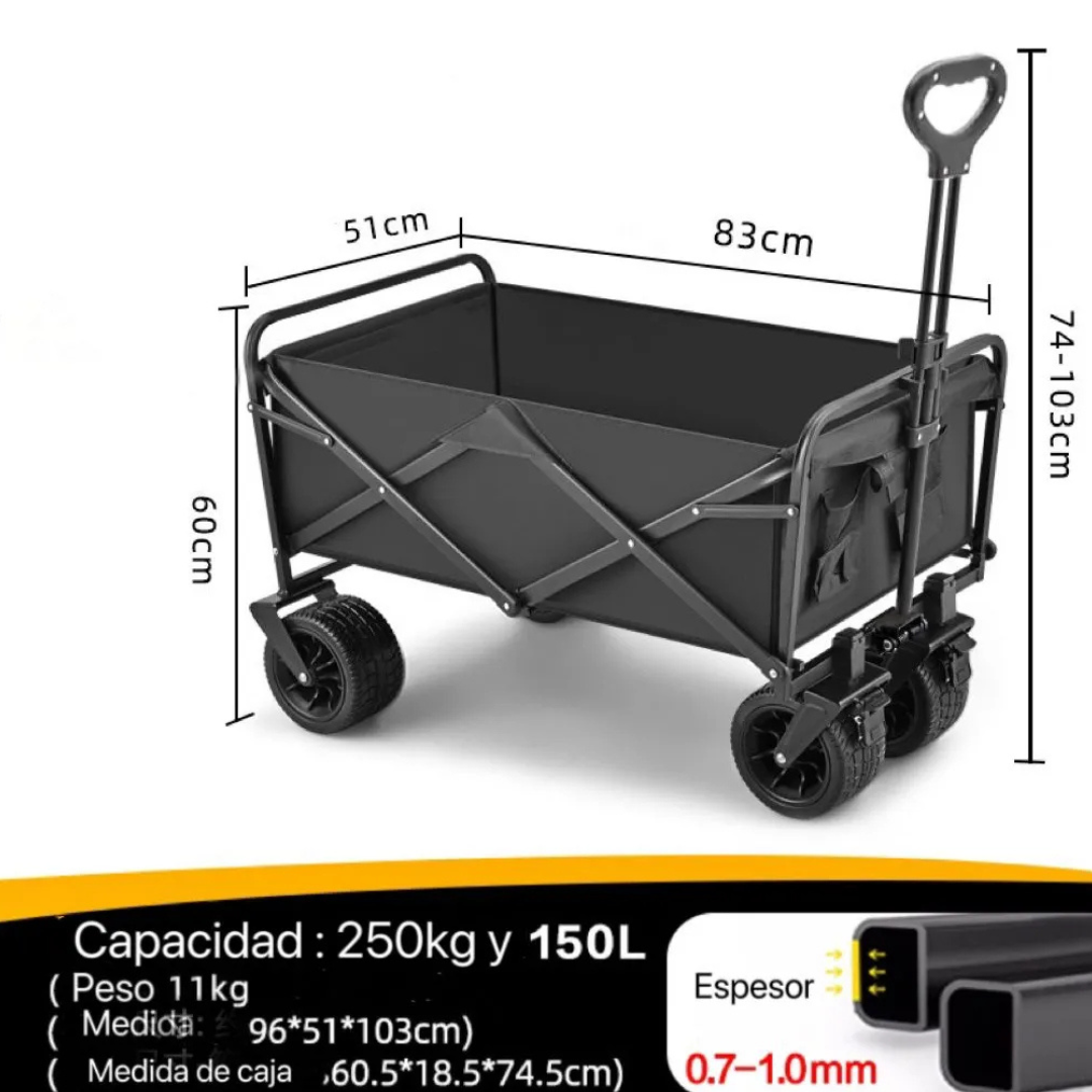 Carro Plegable Para Camping Grande 83cm Maxi 150kg Colores-1