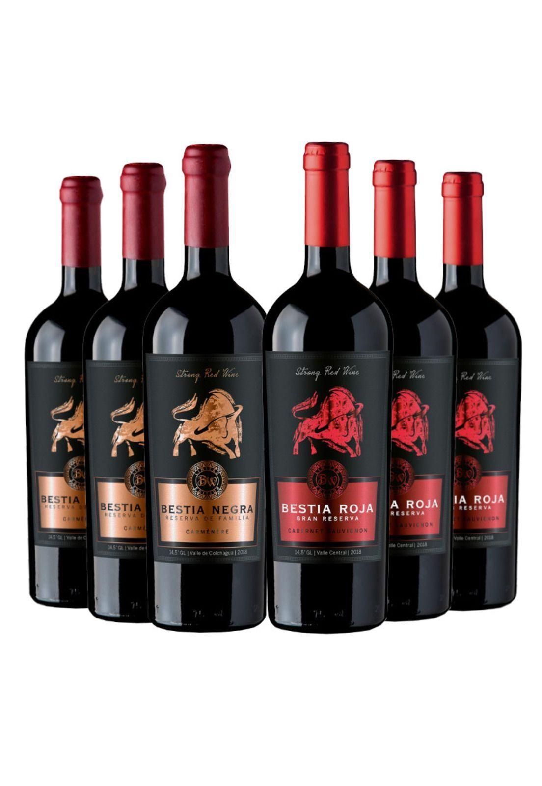 6 Vinos Parrillero 3 Bestia Negra Ca + 3 Bestia Roja Cs-0