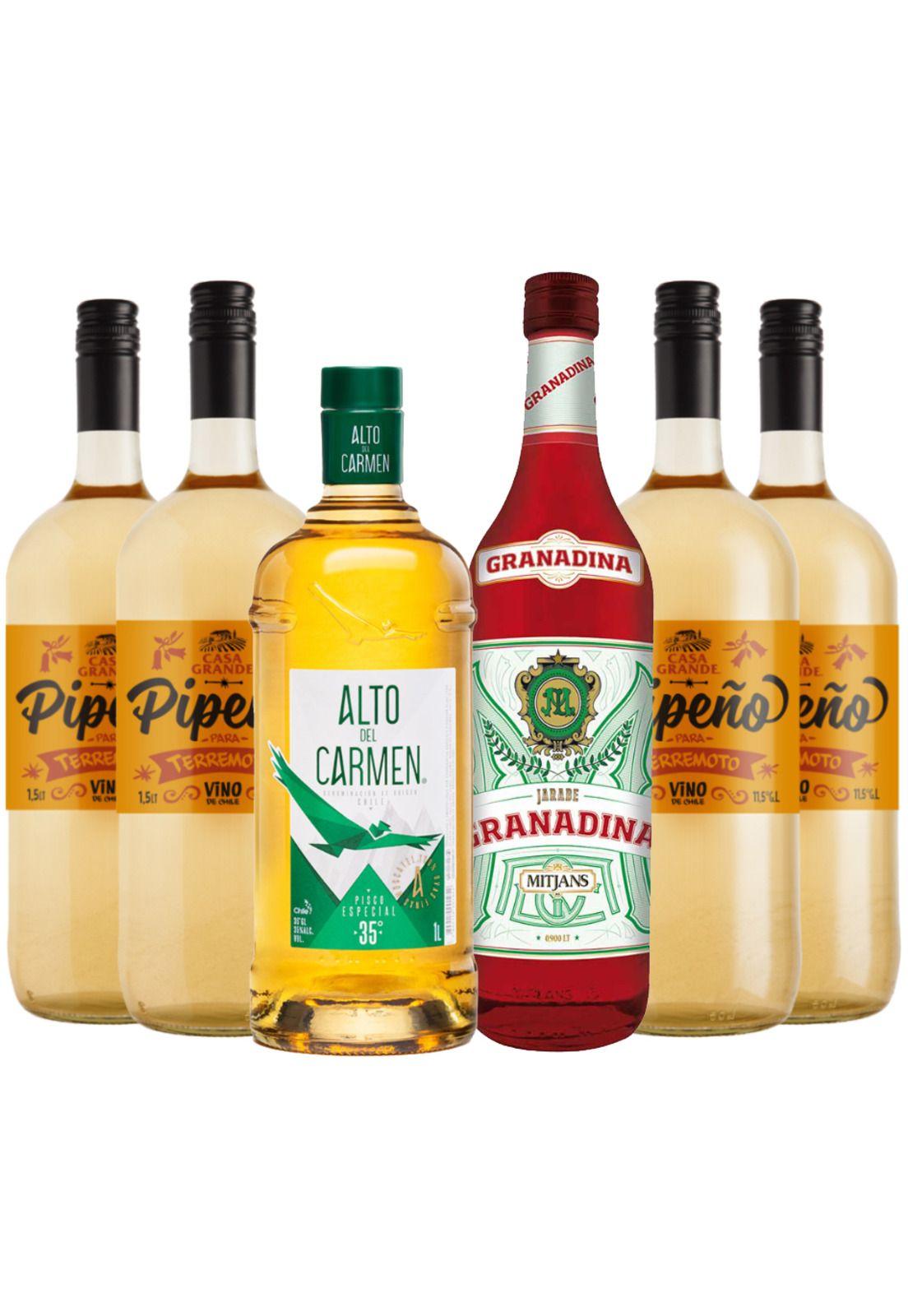 Pack: 4 Pipeño 1,5L+ 1 Granadina + 1 Alto Del C 1L-0