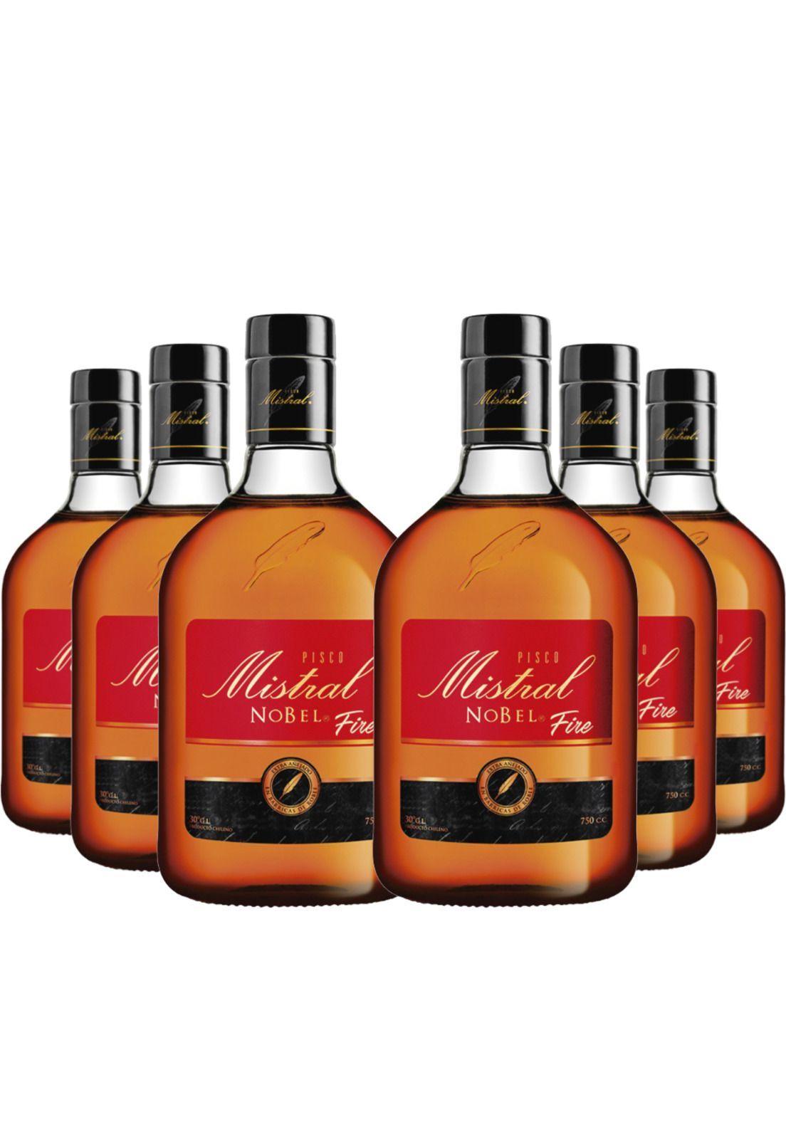 6 Piscos Mistral Nobel Fire 750ml.-0