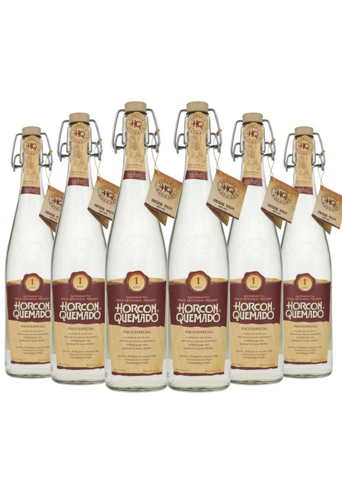 6 Piscos Horcón Quemado 1 Año (645ml. 35%)-0