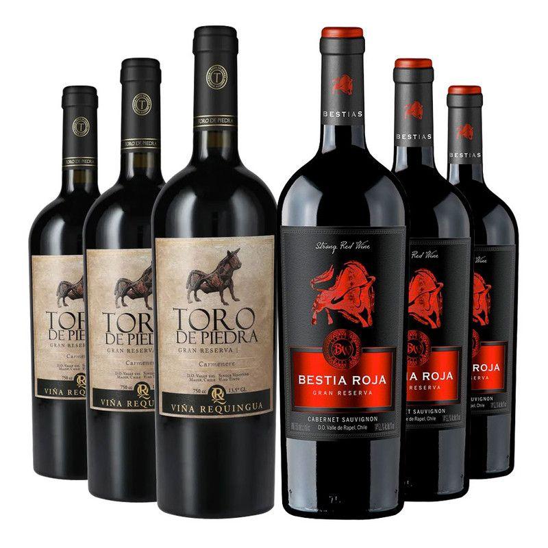 6 Vinos Parrilleros: Toro De Piedra Ca + Bestia Roja Gran Rva Cs-0