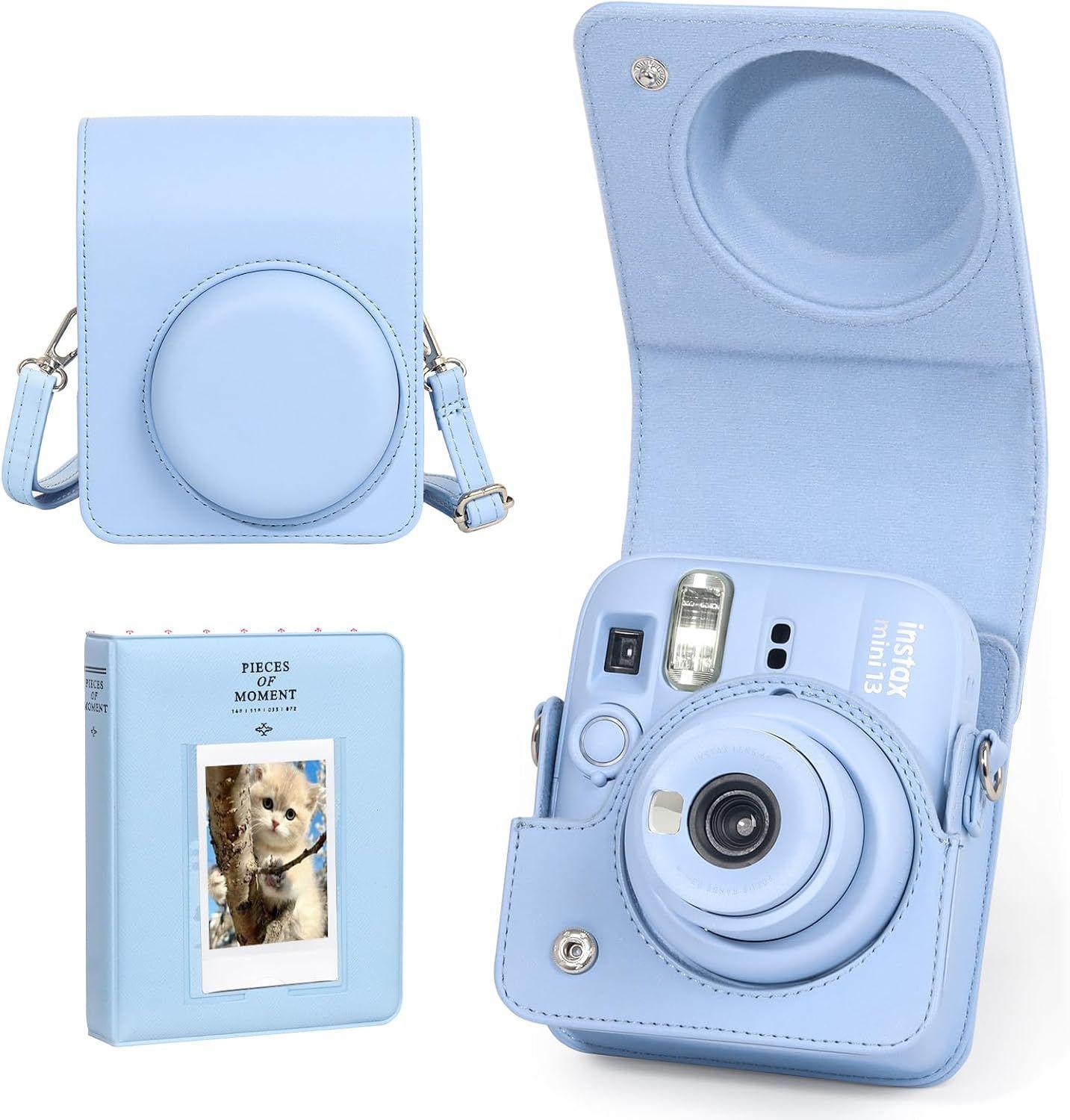 SET COMPLETO CÁMARA FUJIFILM INSTAX MINI 13 CELESTE +20 PELÍCULAS +ACCESORIOS-3
