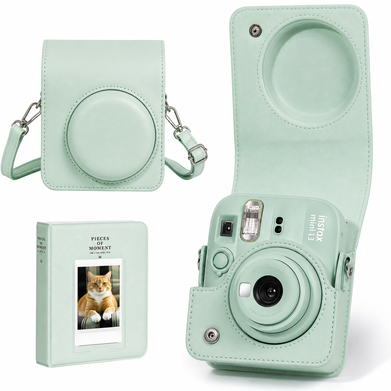SET COMPLETO CÁMARA FUJIFILM INSTAX MINI 13 VERDE +40 PELÍCULAS +ACCESORIOS-4
