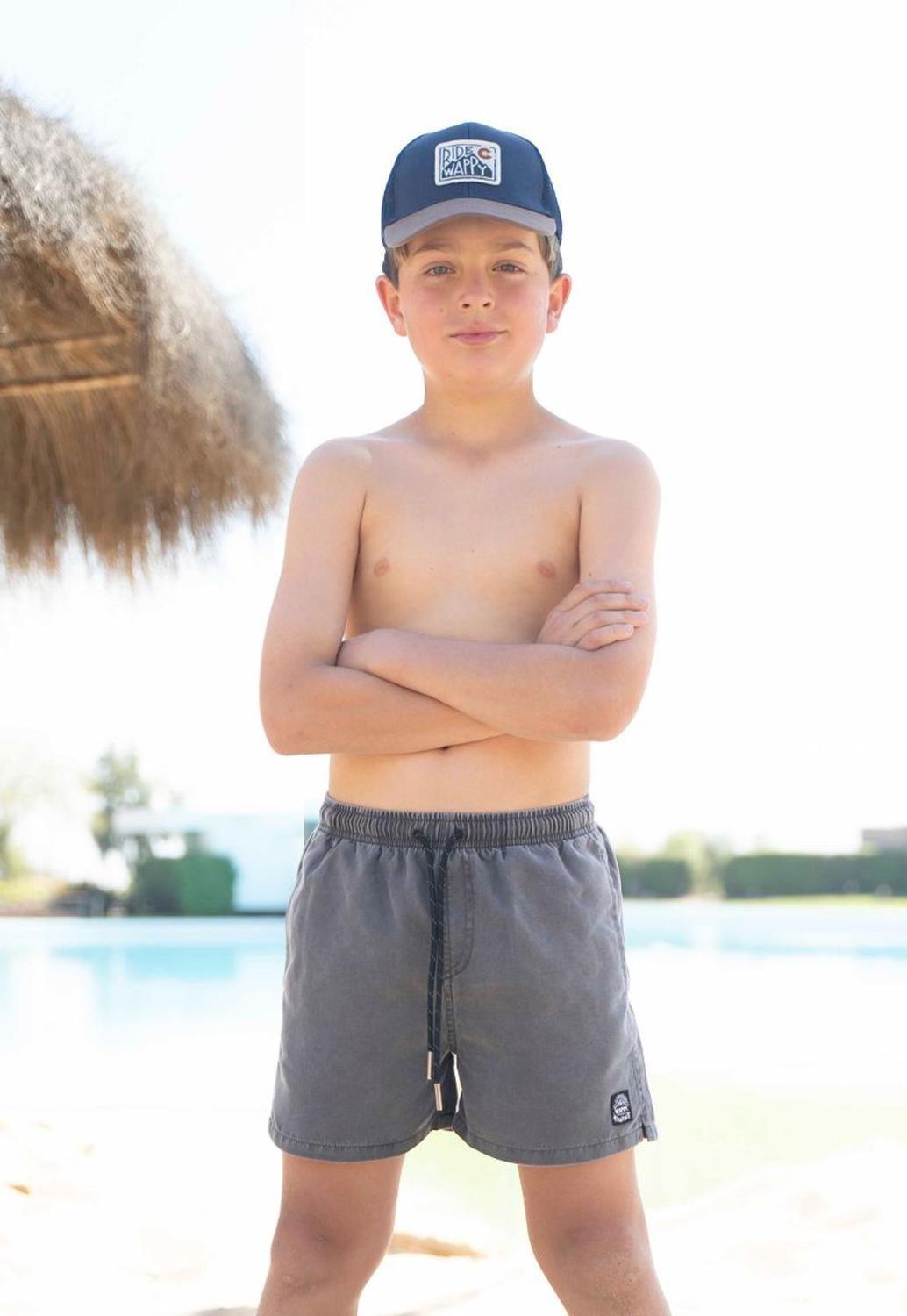 Traje de Baño Niño Gris Wappy Short con Bolsillos y Cordón-1