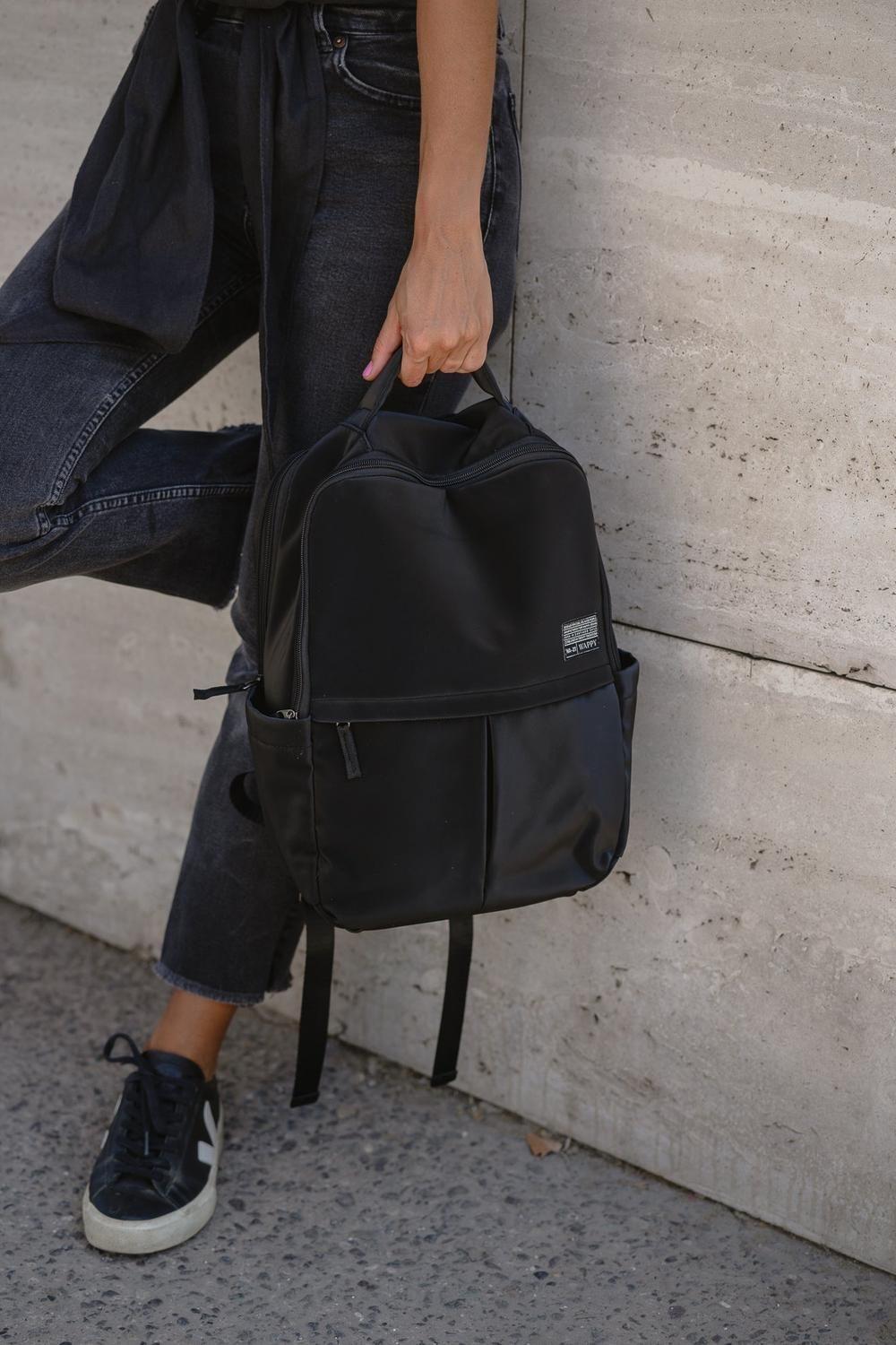 Mochila Mujer Negra Rubber Wappy-3