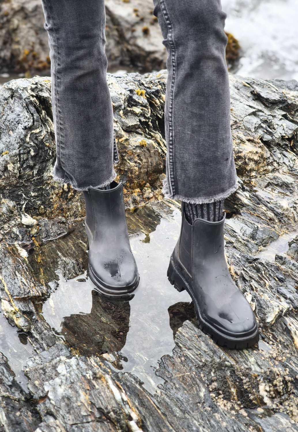 Bota Impremeable de Agua Chelsea Negro Mujer Wappy-2