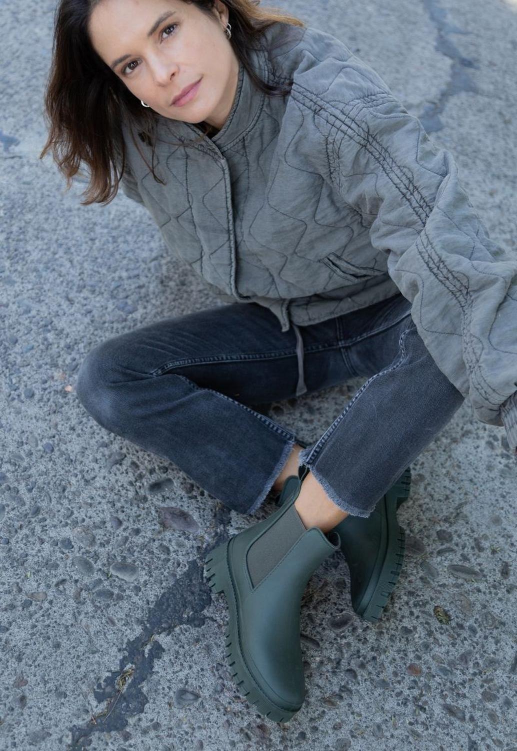 Bota de Agua Mujer Impermeable Chelsea Verde Wappy-1