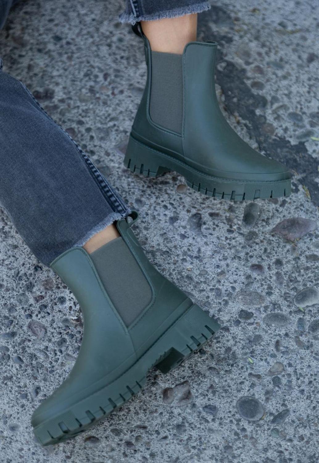 Bota de Agua Mujer Impermeable Chelsea Verde Wappy-2