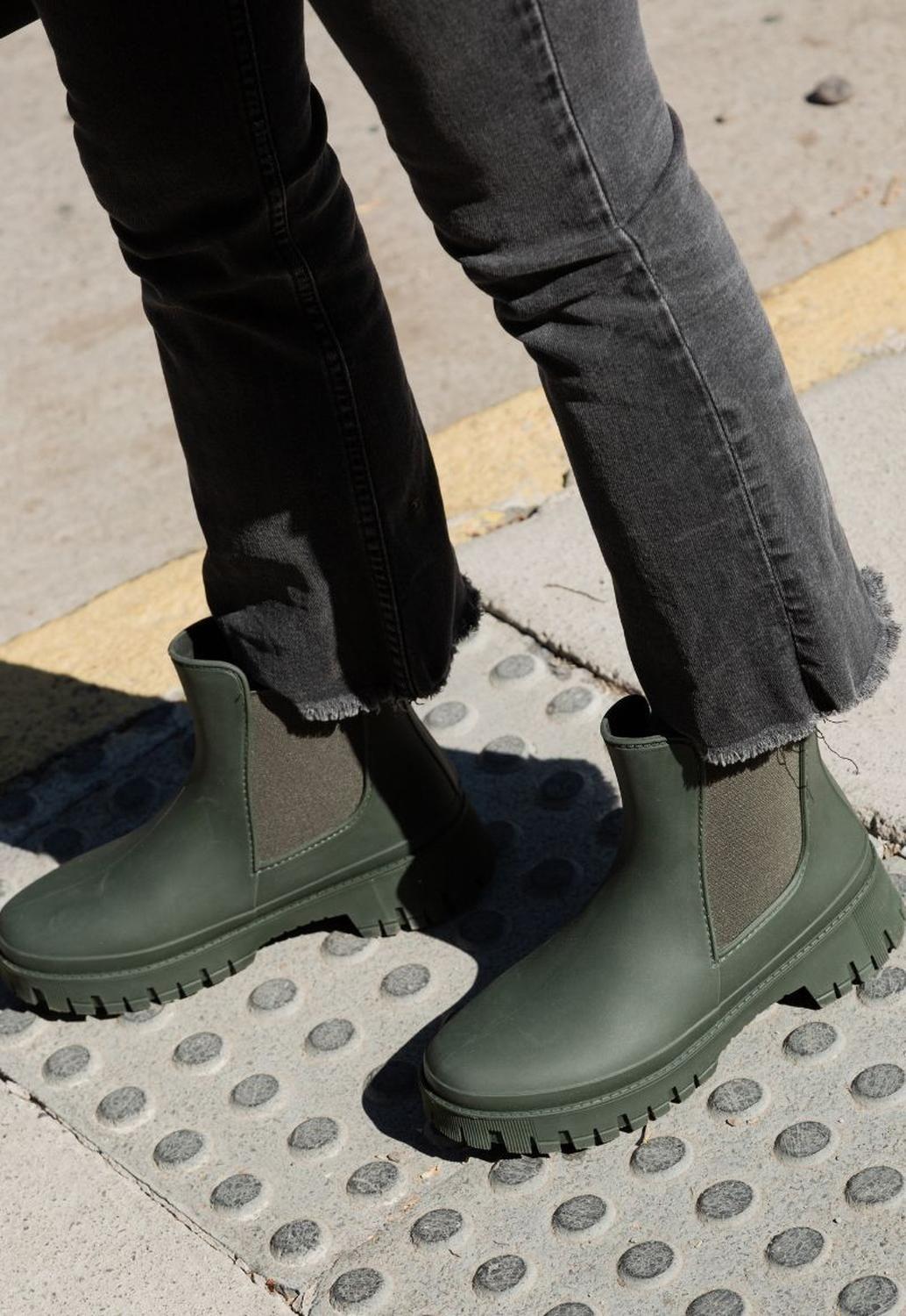 Bota de Agua Mujer Impermeable Chelsea Verde Wappy-3