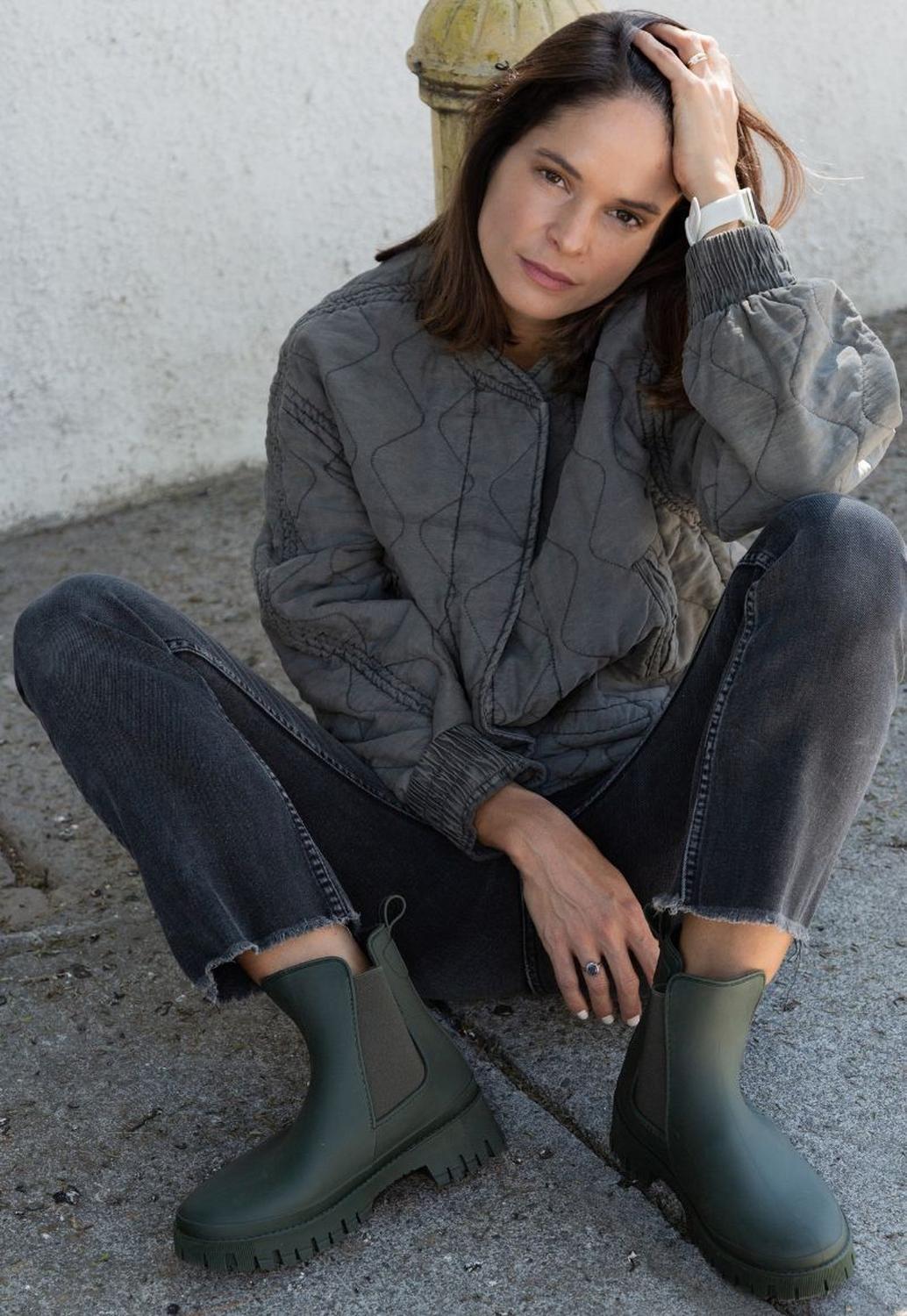 Bota de Agua Mujer Impermeable Chelsea Verde Wappy-4
