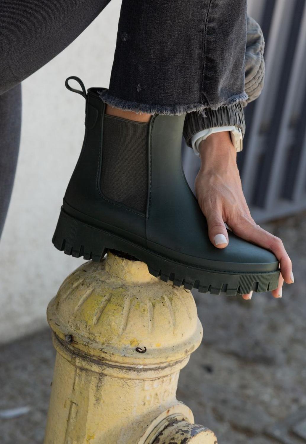 Bota de Agua Mujer Impermeable Chelsea Verde Wappy-5