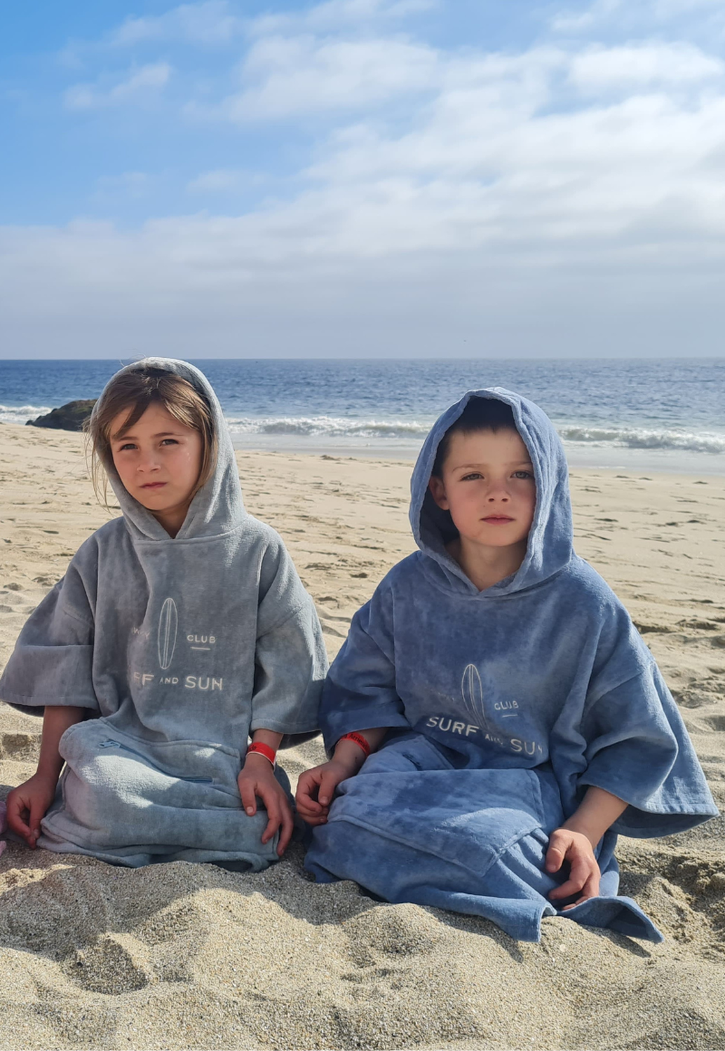 Poncho Toalla Infantil Azul Wappy Algodón Con Gorro Y Bolsillo Niños Playa Piscina-4