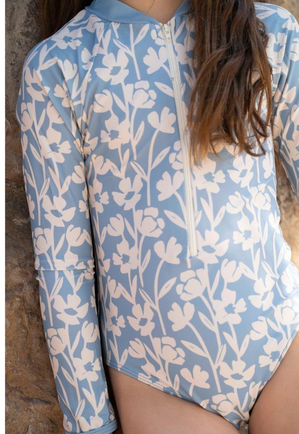 Traje de Baño Niña Wappy Surf Hawaii Azul Manga Larga-2