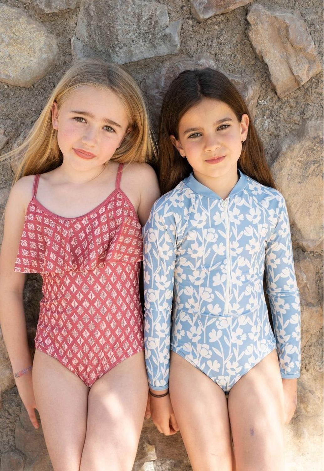Traje de Baño Niña Wappy Surf Hawaii Azul Manga Larga-3
