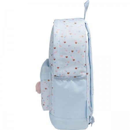 MOCHILA 290x430x120MM CON POMPOM DE CORAZON JOYFUL AZUL-2