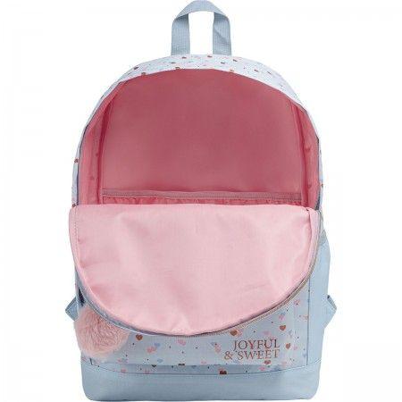 MOCHILA 290x430x120MM CON POMPOM DE CORAZON JOYFUL AZUL-3