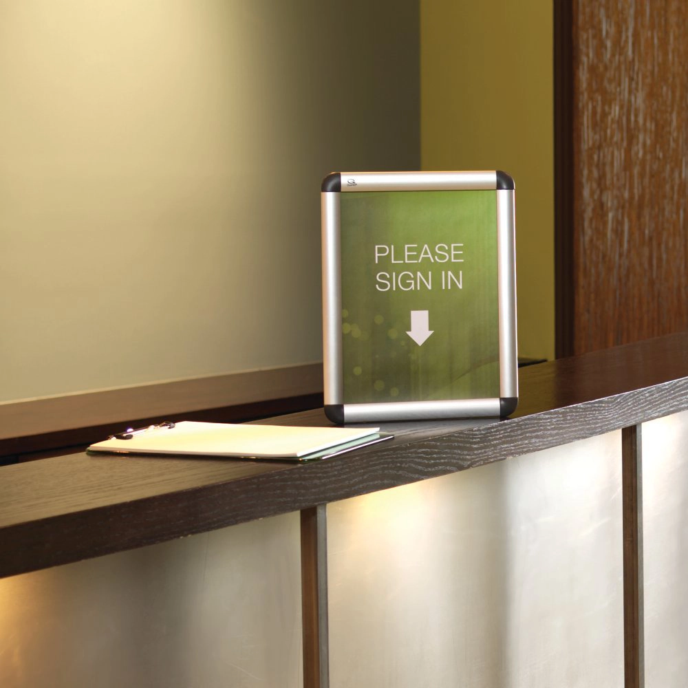 Señaletica Clip Aluminio para Mesa/Muralla 22x28 cms Quartet-2