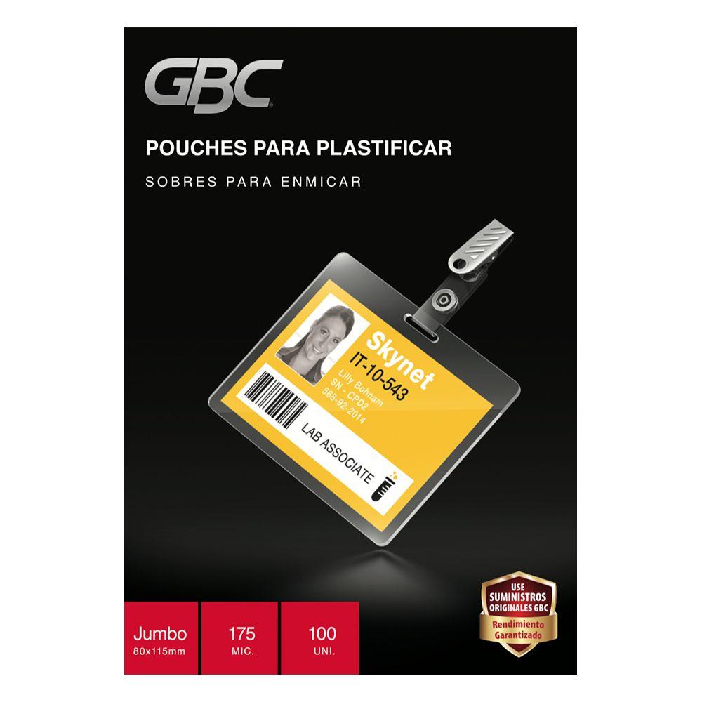 Lámina de Plastificar Jumbo 175 Mic  80x115 mm 100 UN GBC-0