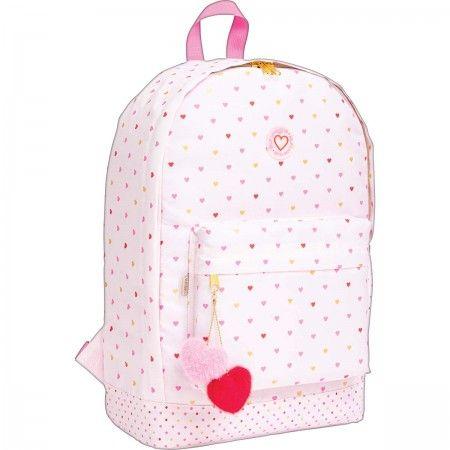 MOCHILA CON POMPOM DE CORAZON JOYFUL ROSA-3