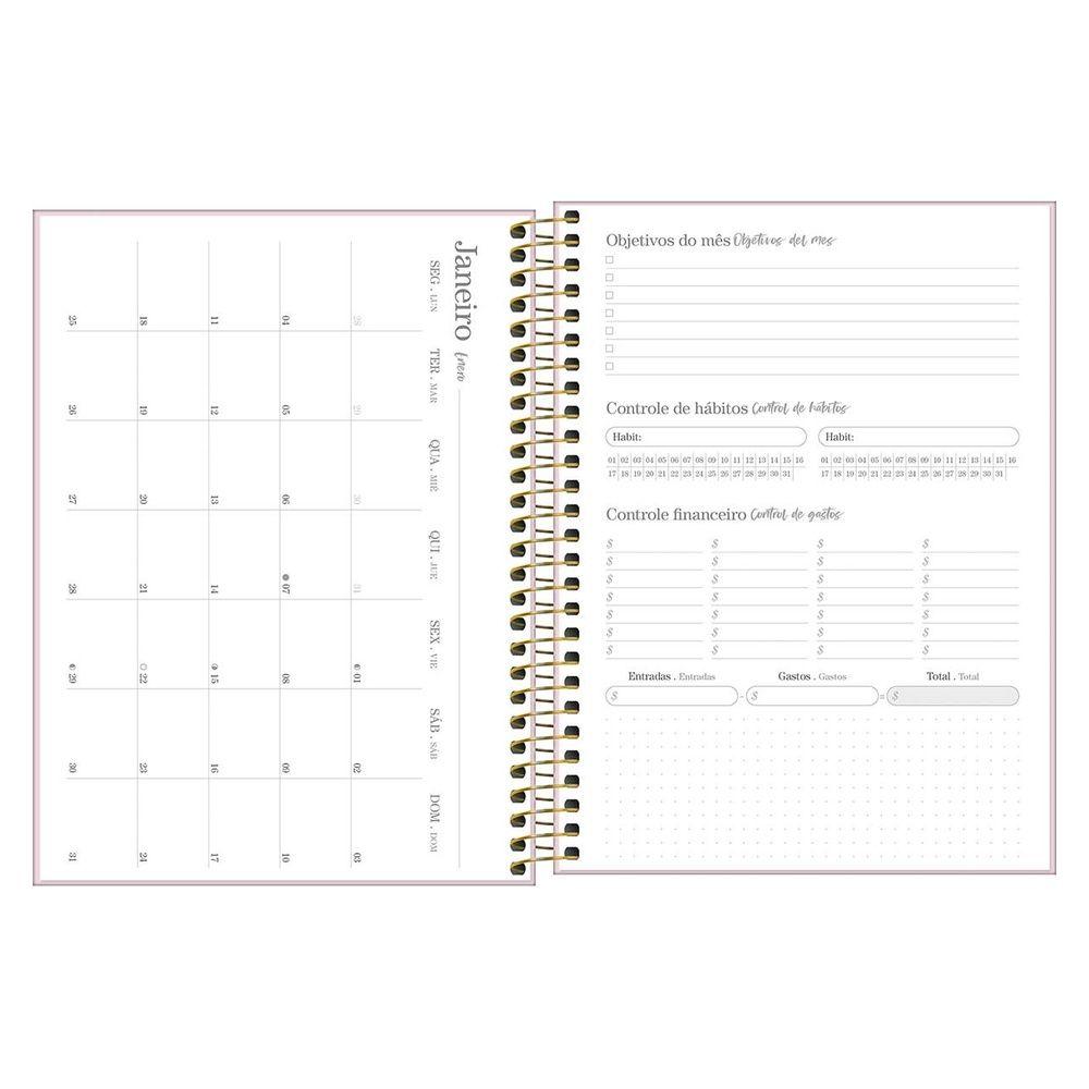 Agenda Ejecutiva Tilibra Espiral Diaria Vanilla M7 2027 Rosa-3