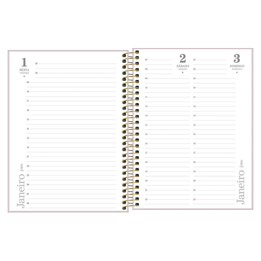 Agenda Ejecutiva Tilibra Espiral Diaria Vanilla M7 2027 Rosa-4