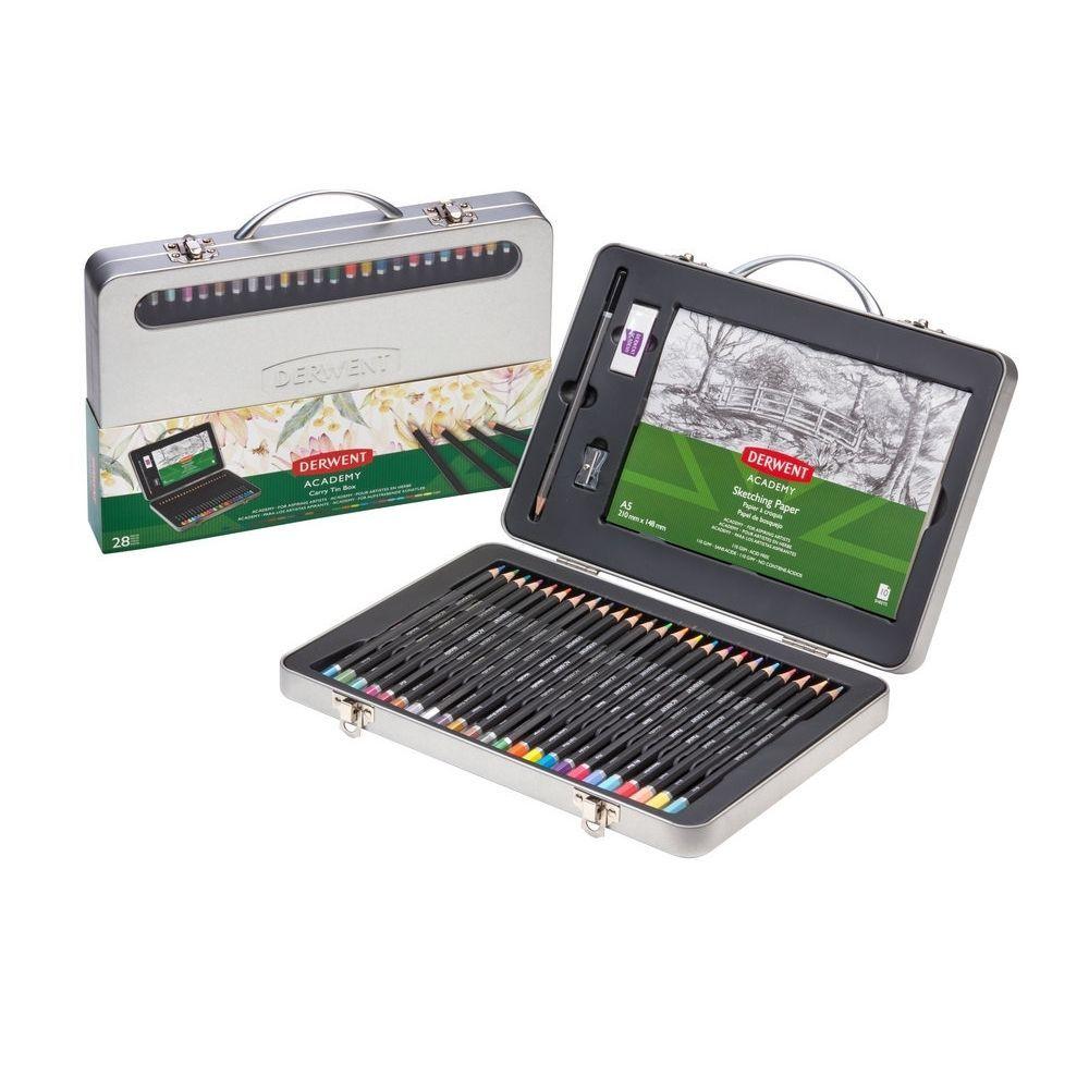 Set de 24 Lapices Derwent Academy en caja Metalica-0