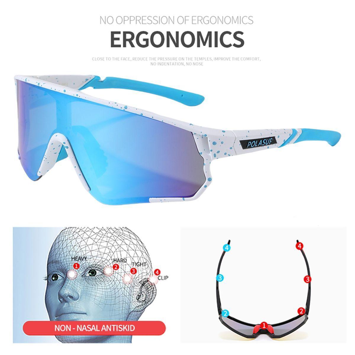 Polasup bicicleta lentes de sol para Correr pescar marat n ciclismo lentes gafas UV400-4