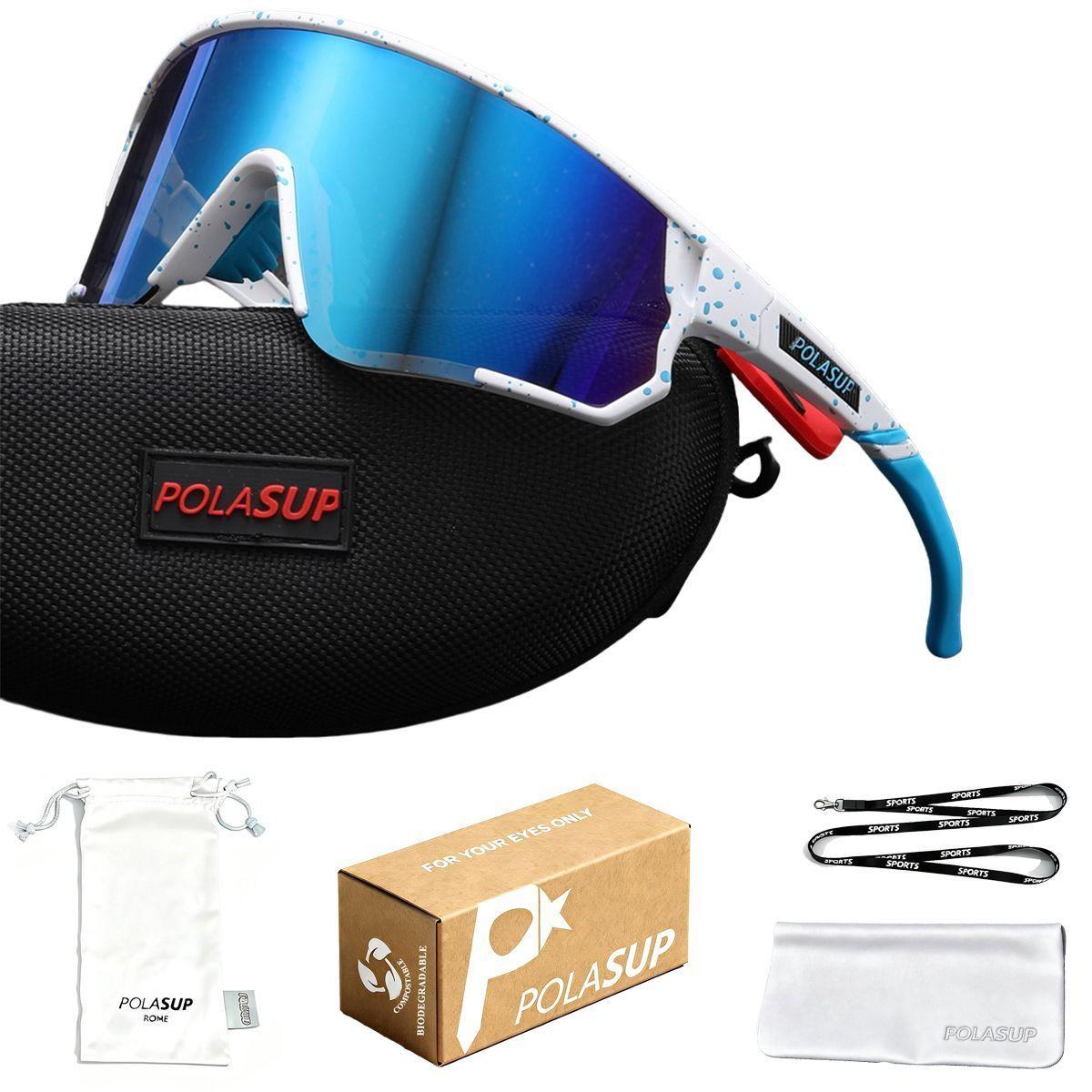 Polasup bicicleta lentes de sol para Correr pescar marat n ciclismo lentes gafas UV400-6