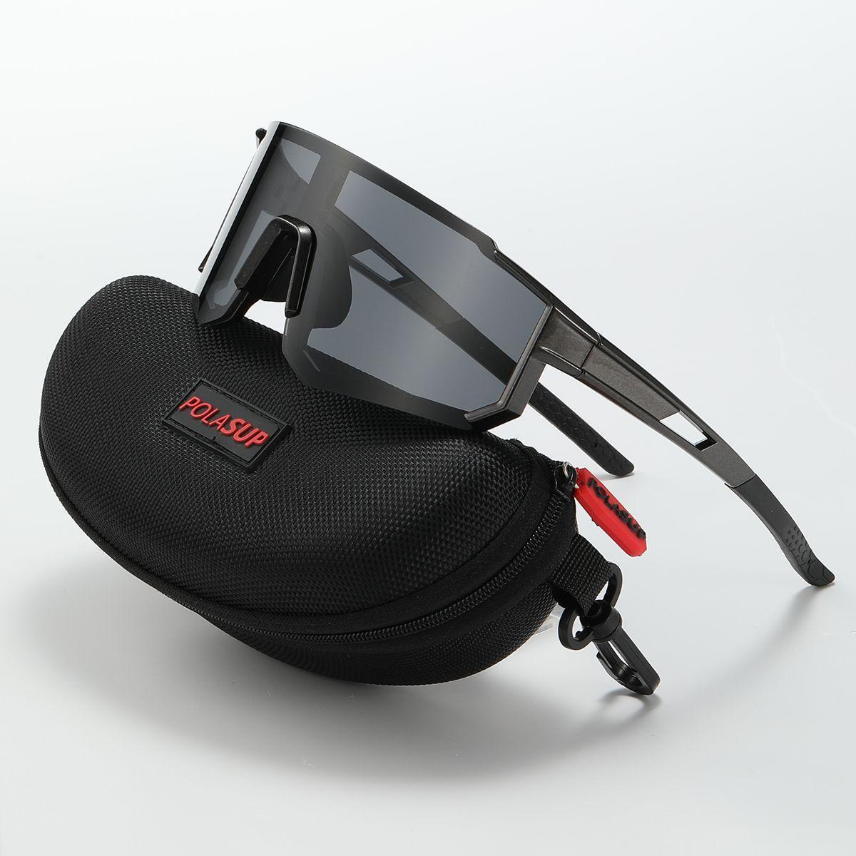 Polasup Lentes de sol UV400 proteccion deportivas gafas unisex hombre correr marathon-0