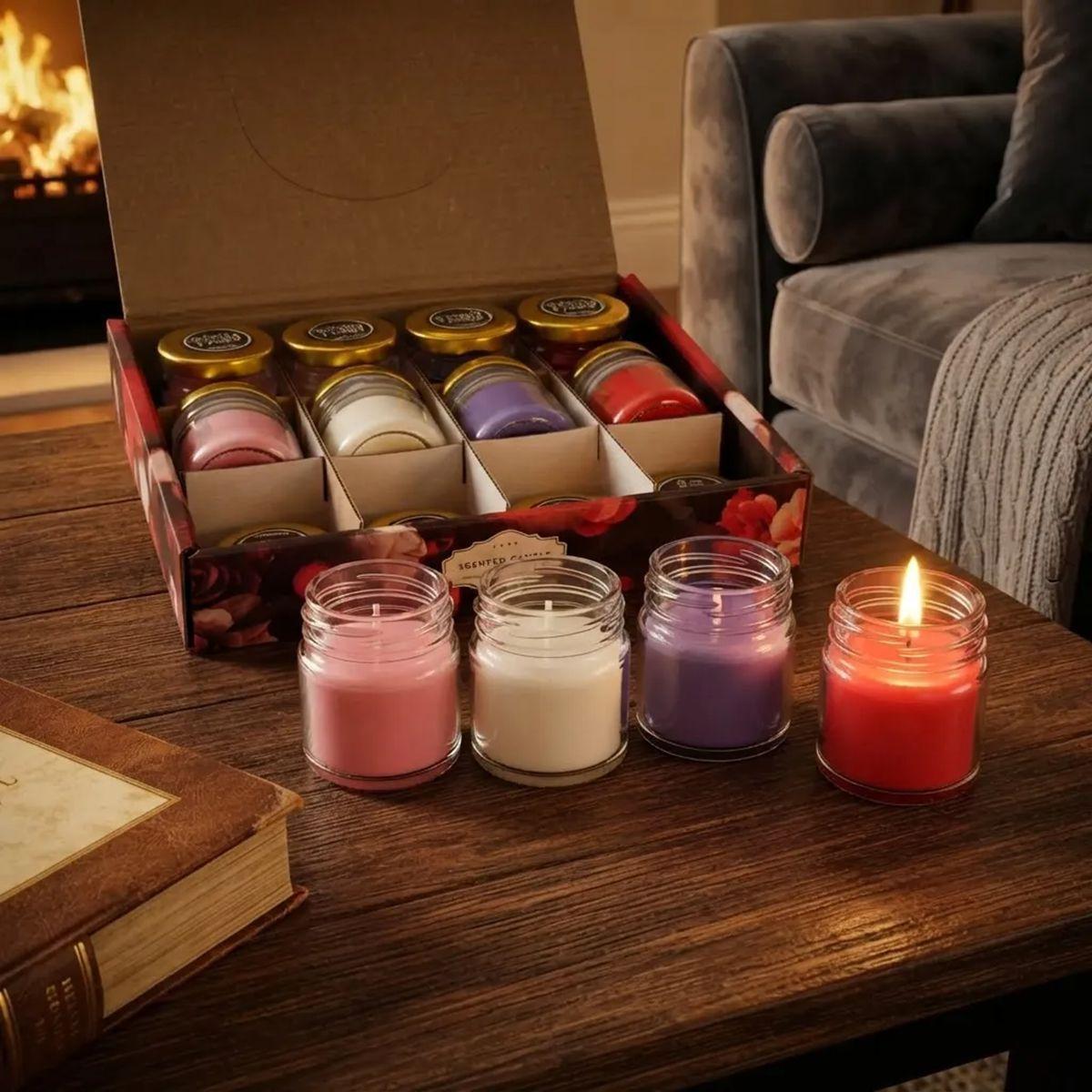 12 velas redondas de cristal 4 colores diferentes regalo romantico-0