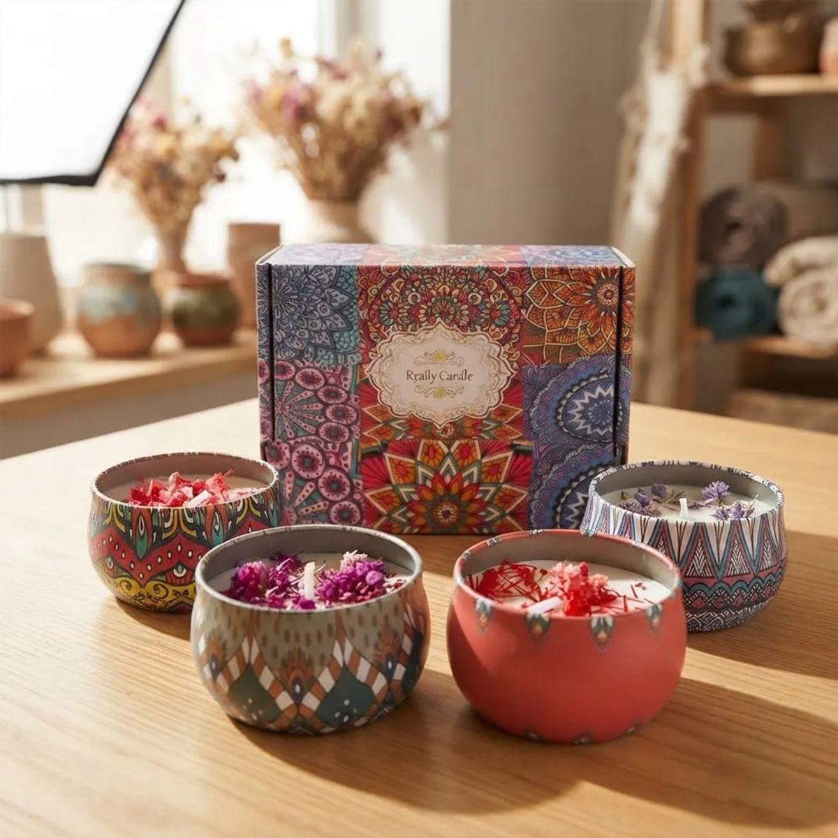 4 Velas Lata Arom ticas Florales Ambiente C lido Rom ntico El regalo perfecto-0