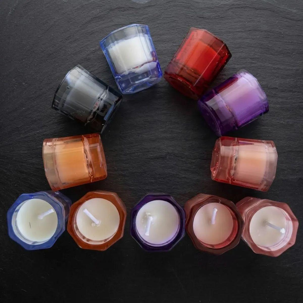 Set 28 Velas Vasitos de vidrio de colores Fragancia de vela decorativa-1
