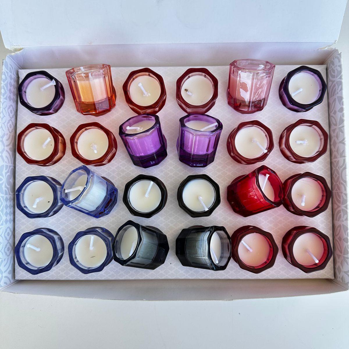 Set 28 Velas Vasitos de vidrio de colores Fragancia de vela decorativa-2