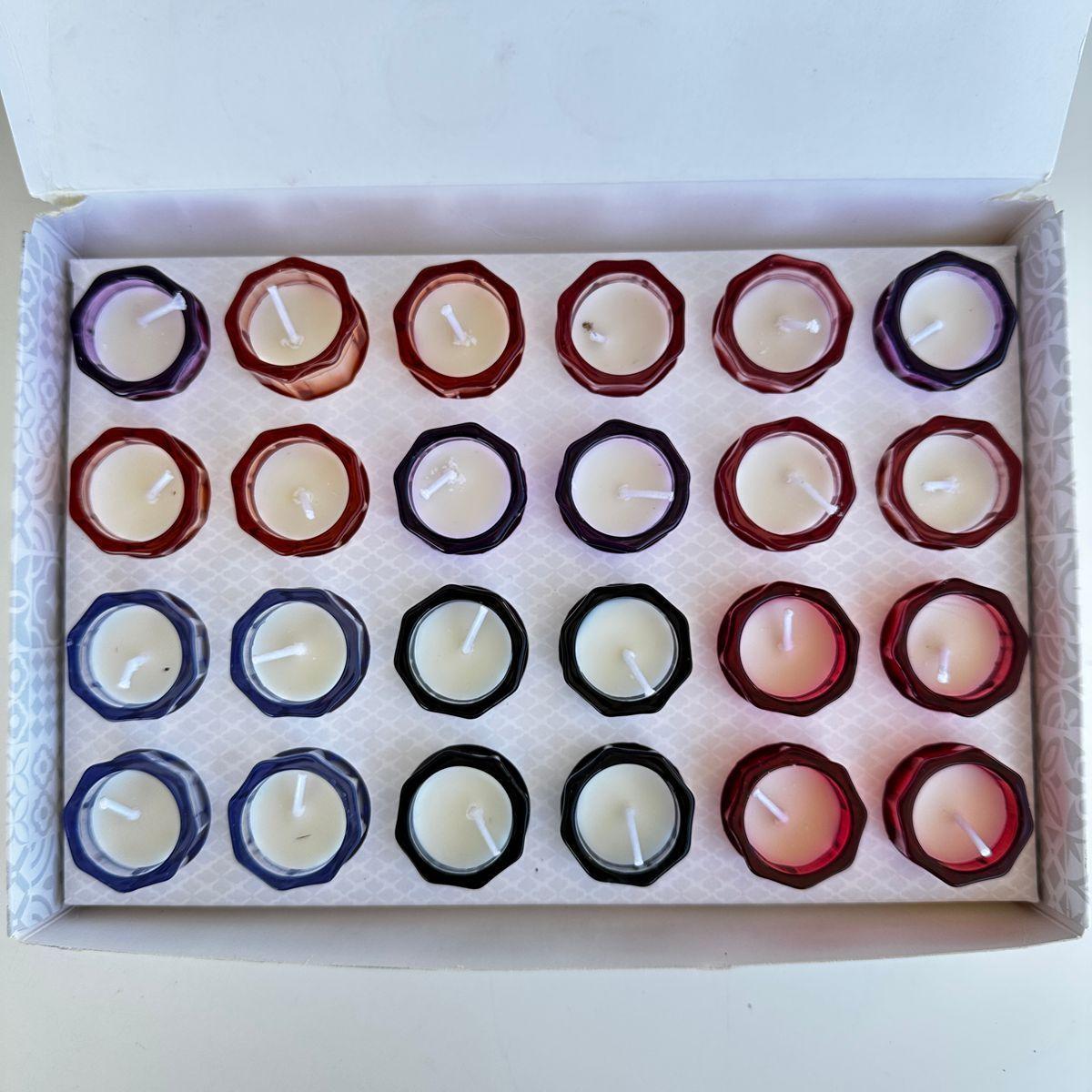 Set 28 Velas Vasitos de vidrio de colores Fragancia de vela decorativa-3