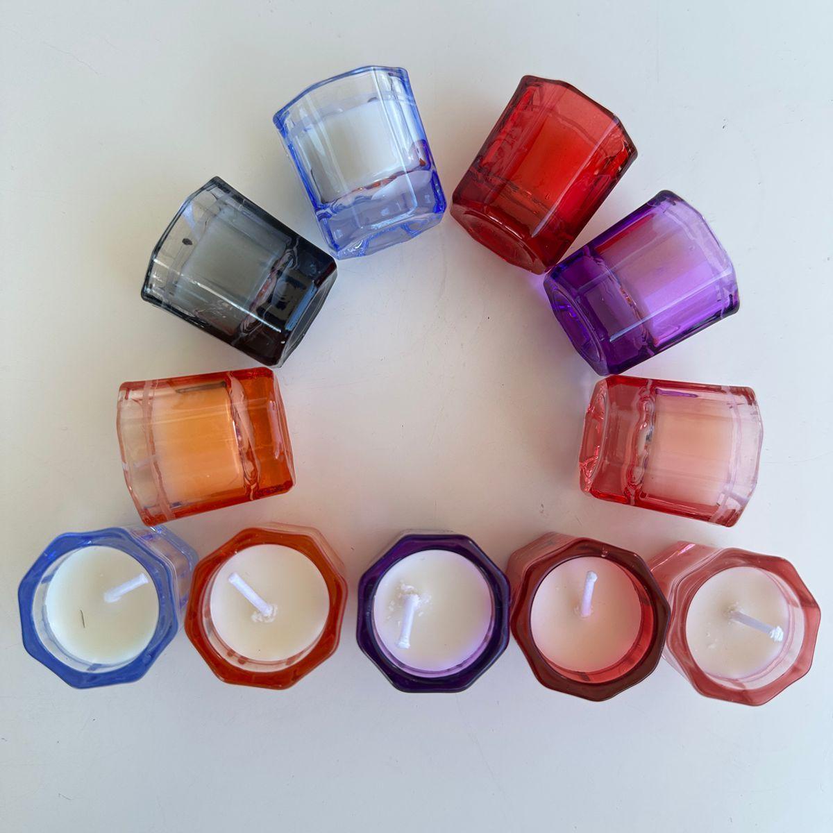Set 28 Velas Vasitos de vidrio de colores Fragancia de vela decorativa-4
