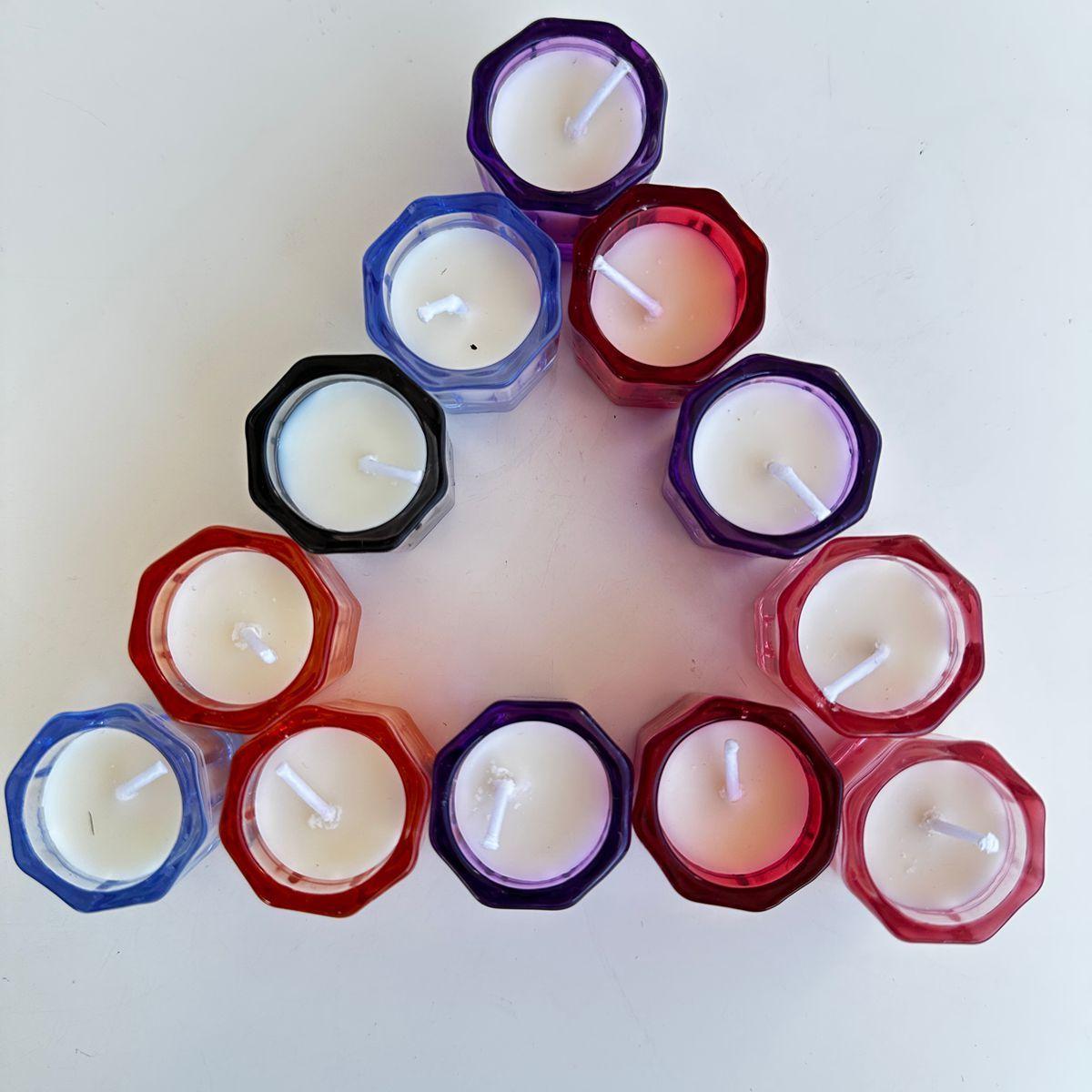 Set 28 Velas Vasitos de vidrio de colores Fragancia de vela decorativa-5